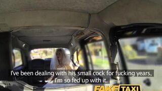 The bride got acquainted with a taxi driver in a car