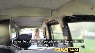 The bride got acquainted with a taxi driver in a car