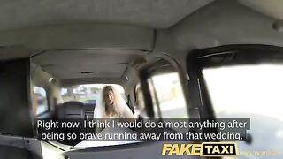 The bride got acquainted with a taxi driver in a car