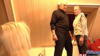 Sex with a bearded man with gray hair and a big dick