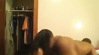 A brunette punishes her disobedient guy with a strapon