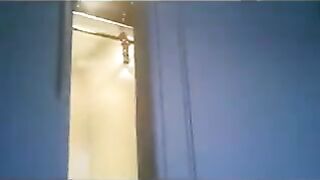 A wife in a thong is running around the apartment with soldiers