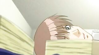 A girl with big eyes passionately makes a blowjob in this hot hentai video