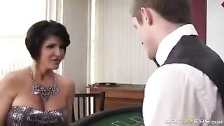 The dumb gambler lost her pussy and mouth at cards