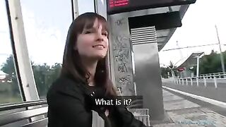 Brunette porn star agreed to fuck for money in outdoor scene