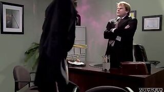 The boss shoves his dick to the secretary’s pussy in his office
