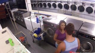 The guy fucked pretty Dillion Harper in the laundry, showcasing her stunning curves
