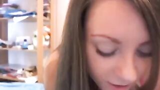 Russian beauty with delicate breasts posing on webcam