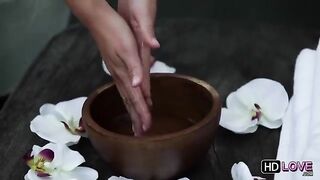 A friend gives a massage with a naughty twist to it