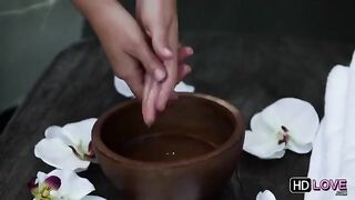 A friend gives a massage with a naughty twist to it