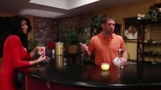 Christina was fucked by a bartender with fake tits