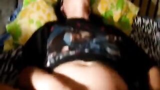 A girl with a narrow pussy plays with the camera at home