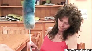 A mature woman plays with her pussy with passion using her fingers