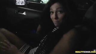 Guy came on the brunette's face after sex, a hot cumshot