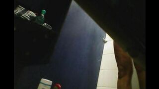A girl has no shame and showers with a camera on