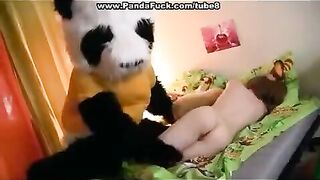 Plush Mishka, a pervert, fucked his mistress on the bed, and it was her pleasure