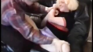 A sexy blonde has a rough anal sex with her boyfriend on the couch