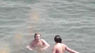 Bunch of wet pussies in the sea after taking off clothes
