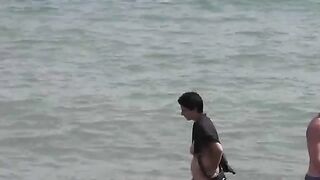 Bunch of wet pussies in the sea after taking off clothes