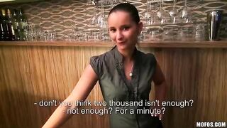 A beautiful girl is fucking with her bartender in this hot POV video
