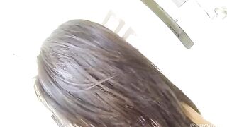 First-person sex with a pretty young brunette and natural tits