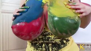 A beautiful woman with big tits during her artistic masturbation