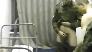 A chick got fucked by soldiers in the crowd, right in the barracks