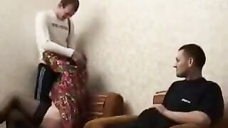 A son and his friend got fucked by a drunk MILF