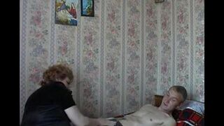 The hidden camera captures an intimate encounter between a mother and son