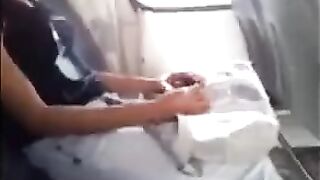 A stunning girl watches as a guy strokes his impressive dick
