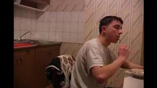 The mother was fucked in the kitchen, it's even more interesting than usual family sex