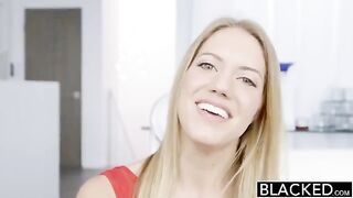 The blonde is fucked in all holes by a huge black dick