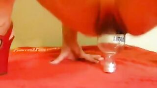 Bottles and dildos of all sizes are not enough for her