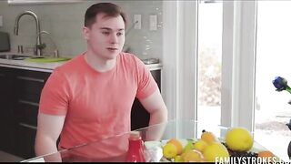 A fan gets a blowjob from a half-brother in this hot vid