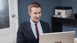 Sex with the boss and his secretary in pantyhose