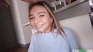 A man with a big dick pushes it deep into the blonde