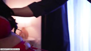 Busty Jamie Michelle gets fucked by a fan in sexy lingerie and stockings