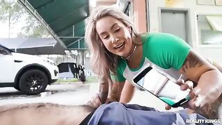 The girl was fucked by a mechanic after her car had been repaired