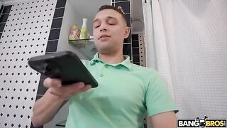 Hot stepmom seduced her stepson in the kitchen