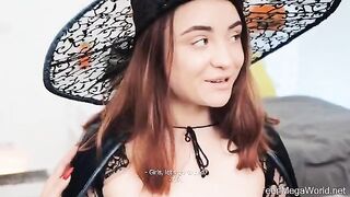 Lesbian sex of three girls in a role play version