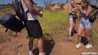 A group fuck on a hike with beautiful girls and guys. Nature has no barriers