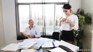 Two hot coworkers are having fun with their boss in this steamy scene