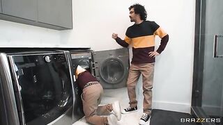 A girl was fucked by two guys in a steamy threesome encounter