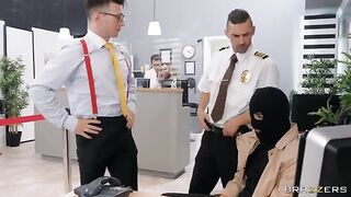 A hot bank robbery turns into a steamy office session