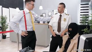 A hot bank robbery turns into a steamy office session