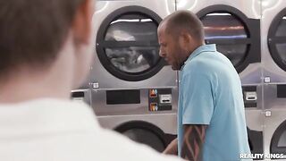 I was doing the laundry when my neighbor came to help me with it