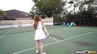 The girl got a strong orgasm from the tennis coach