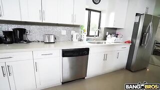 A naked maid cleans the house without any clothes on