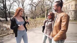 Two redheads are having fun with each other, caressing their breasts