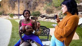 Nympho jogger gets banged on the bench by horny flasher